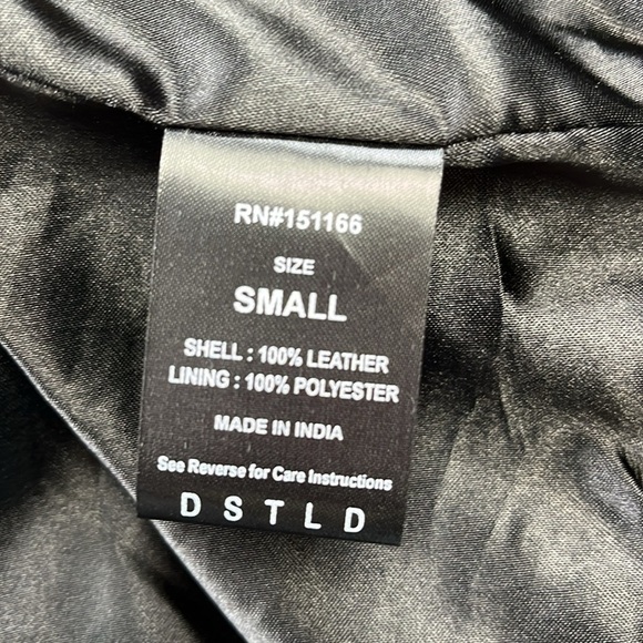 DSTLD Leather Biker Jacket Black with Silver Hardware Straps Moto Short Coat S - Picture 12 of 14